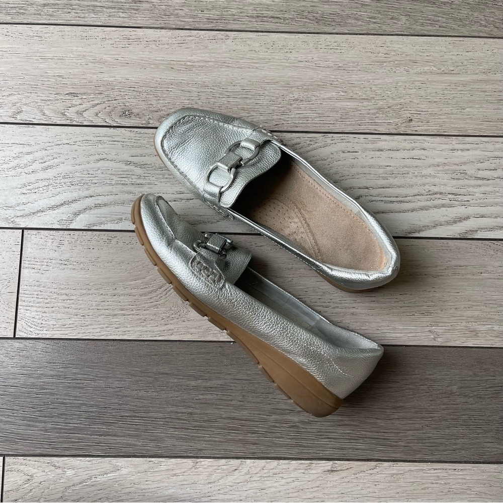 Easy Spirit Womens Avienta Leather Slip On Loafers Silver 11 Medium - Picture 4 of 9